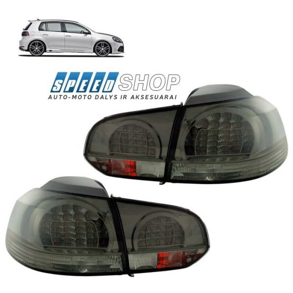 Golf 6 galiniai juodi Led žibintai